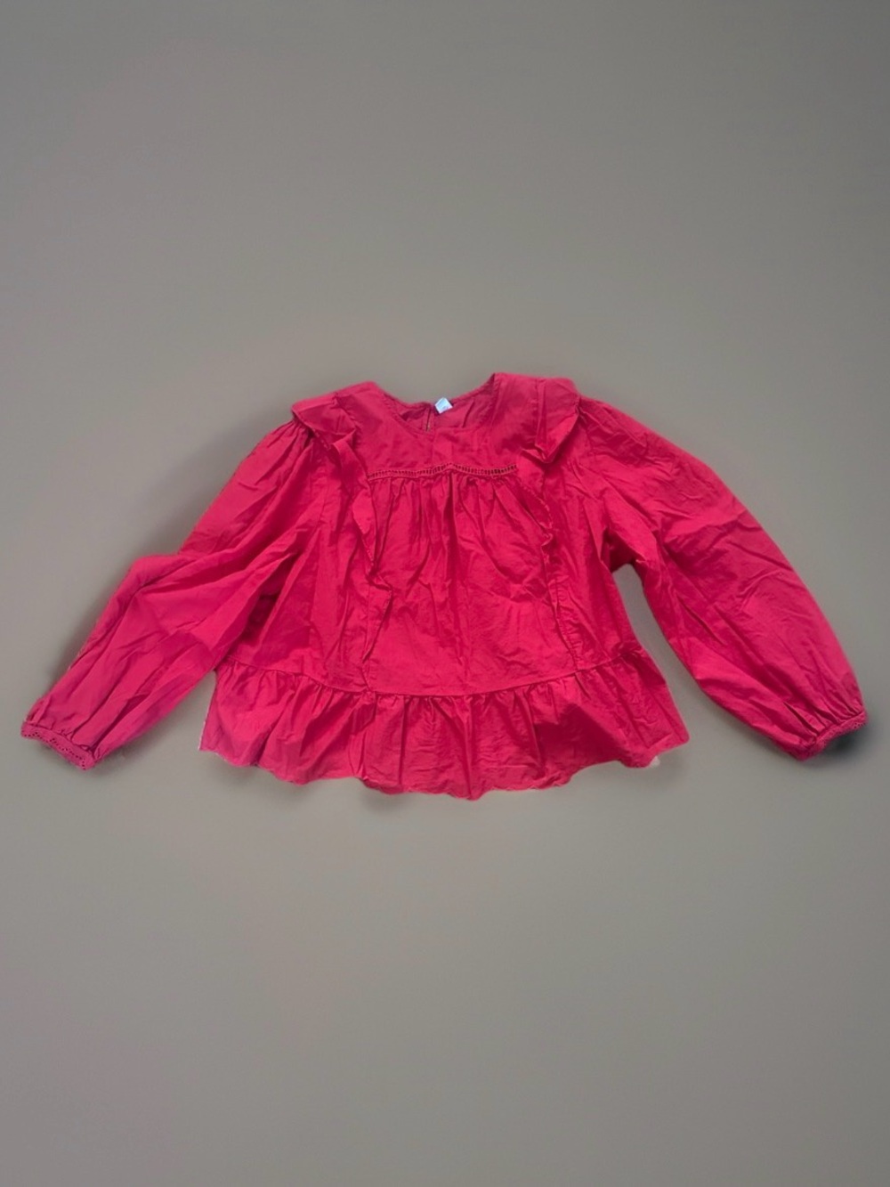 Old Navy Red Long Sleeve Lightweight Babydoll Blouse Ruffle Hem 3X